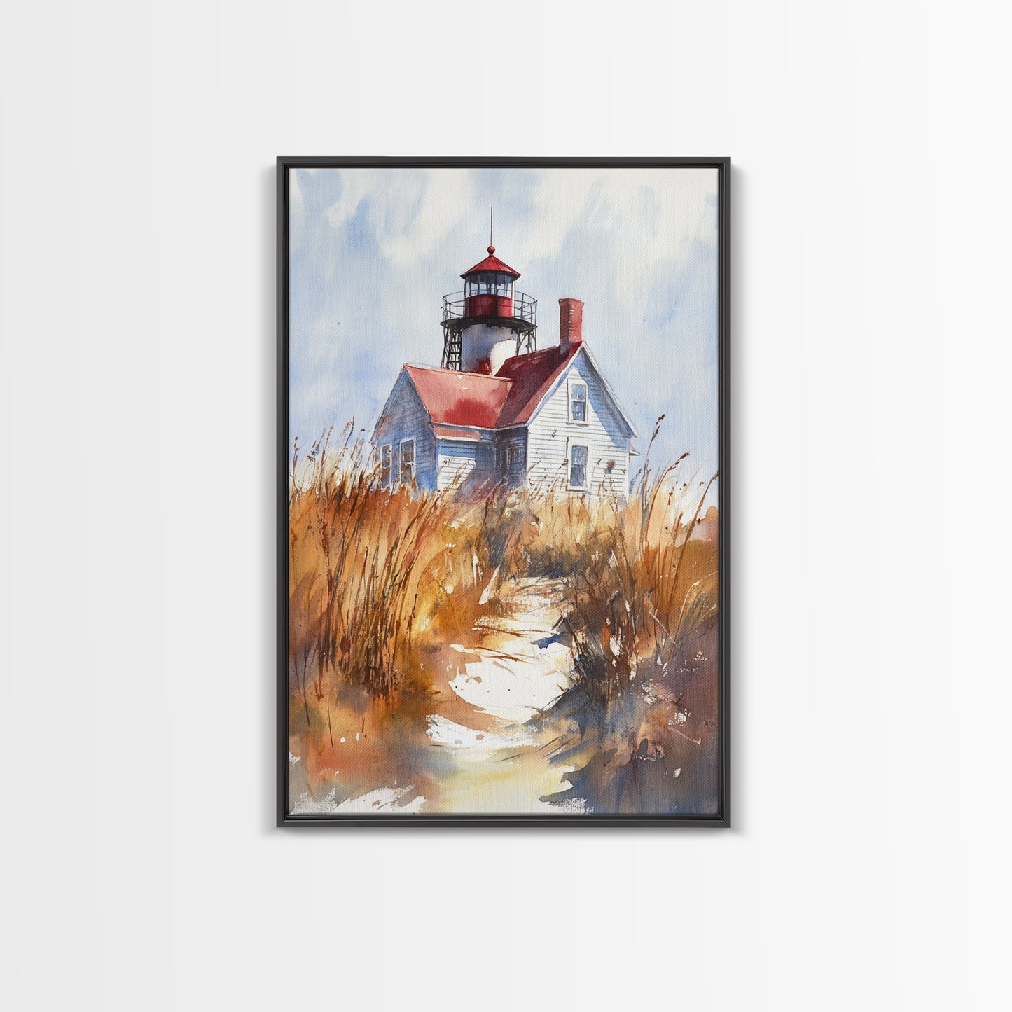 Maine Wall Art, Canvas Print, Ready To Hang Wall Art With Wood Frame, Maine Watercolor Painting, Nautical Home Decor