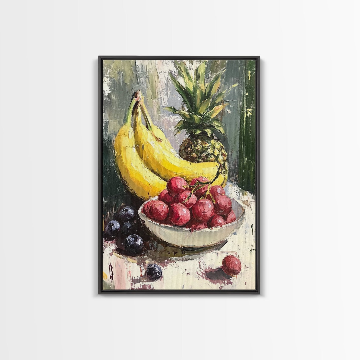 Retro Antique Fruit Still Life Oil Painting Canvas Print, Wood Framed Canvas, Still Life Art, Oil Painting Print, Kitchen Decor, Kitchen Wall Art