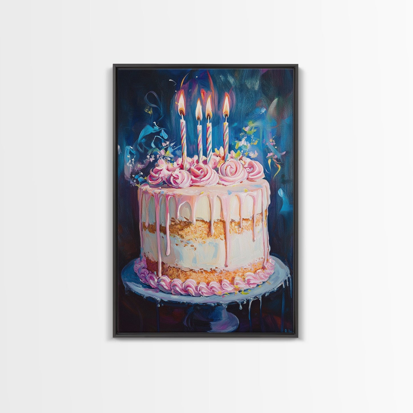 The Birthday Cake, Abstract Canvas Print Oil Painting Of a Birthday Cake, Kitchen Decor, Food Review Kitchen Art, Dining Room Art