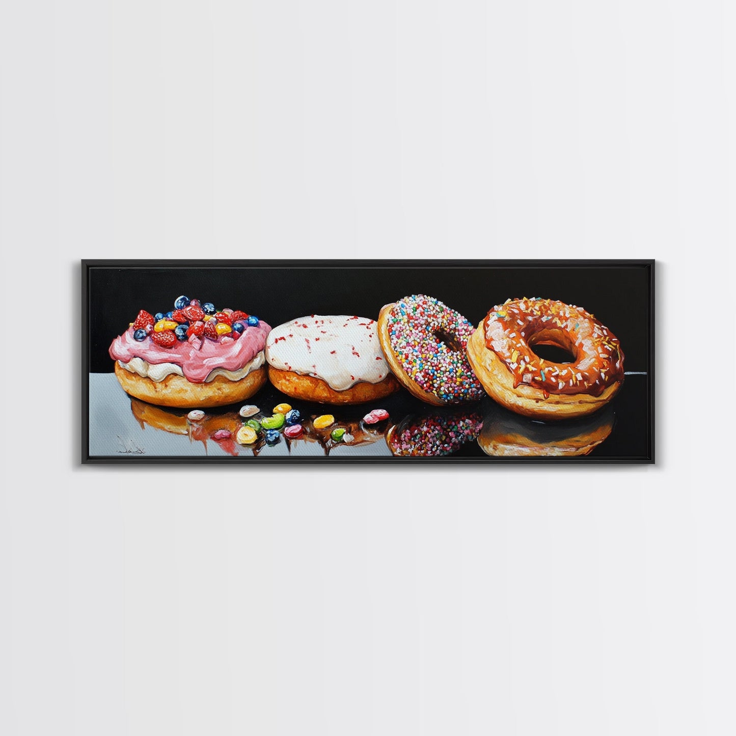 Renaissance Style Painting Of Some Donuts, Framed Canvas Print, Bakery Decor, Bakery Wall Art, Donut Shop Wall Art, Funny Renaissance Art