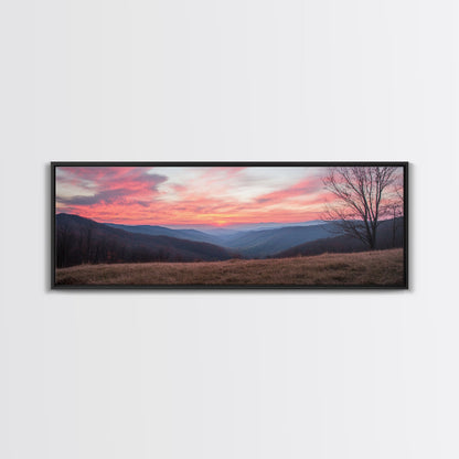 Great Smoky Mountains Panoramic Wall Art Canvas Print, Smoky Mountains Photography Style Wall Art, Landscape Painting