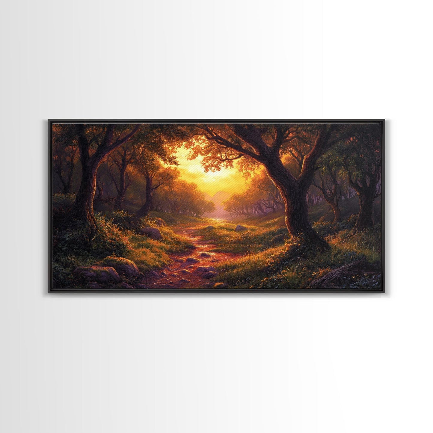 Cute Fantasy Wall Art, Framed Canvas Print, Fantasy Landscape Painting Print, Fairy Art, Fairy Landscape Wall Art Decor