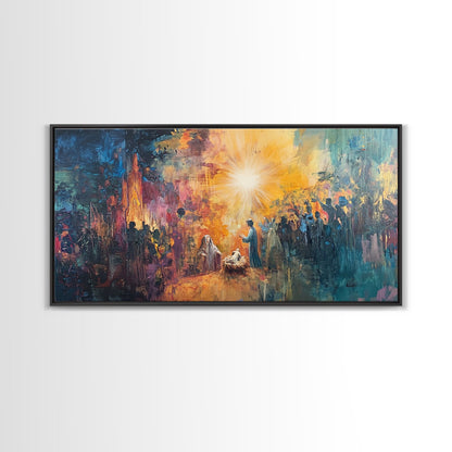 Nativity Painting Canvas Print | Christmas Wall Art | Christian Art | Christian Painting | Nativity Drawing | Nativity Oil Painting | Living Room Art