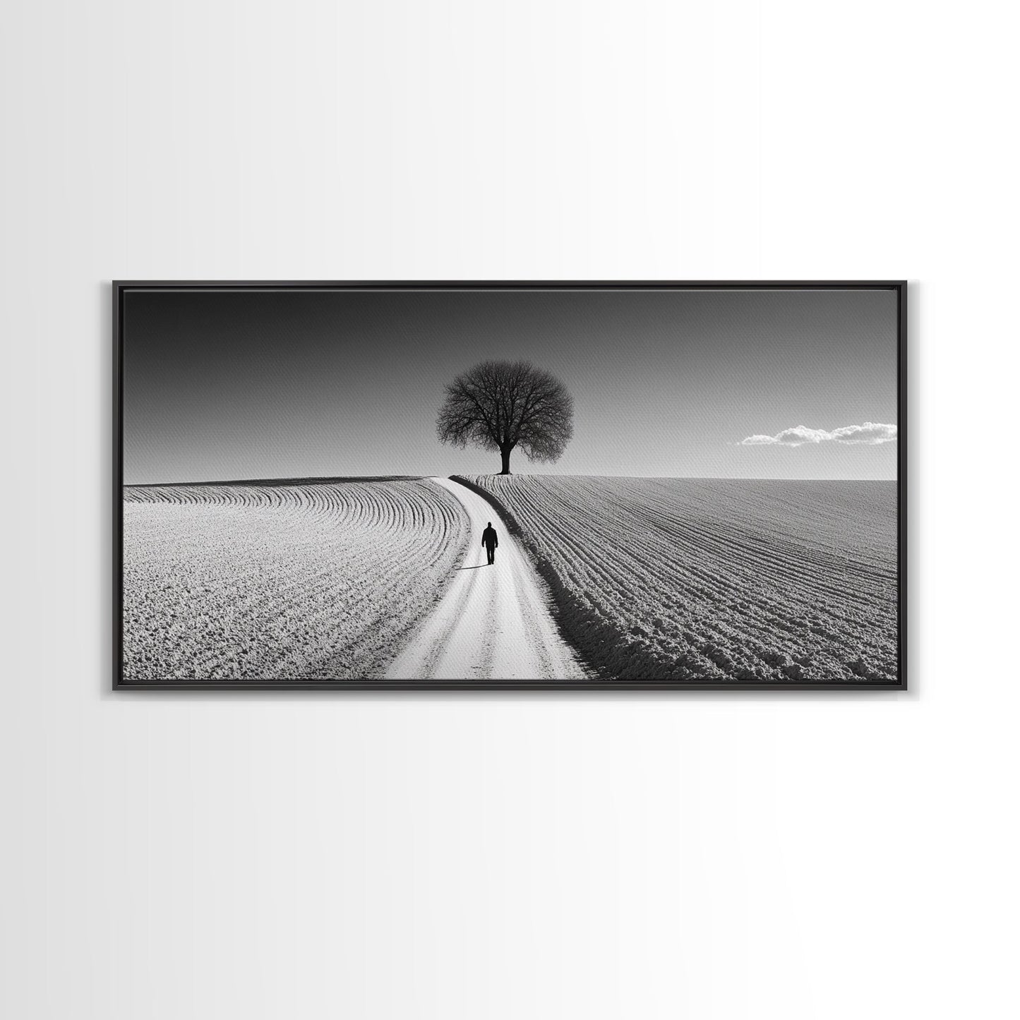 Black and White Photography Style Print - Framed Canvas Print - Subdued Home Decor - Ready to Hang Wall Art - Centerpiece Wall Art