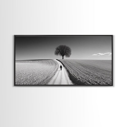 Black and White Photography Style Print - Framed Canvas Print - Subdued Home Decor - Ready to Hang Wall Art - Centerpiece Wall Art