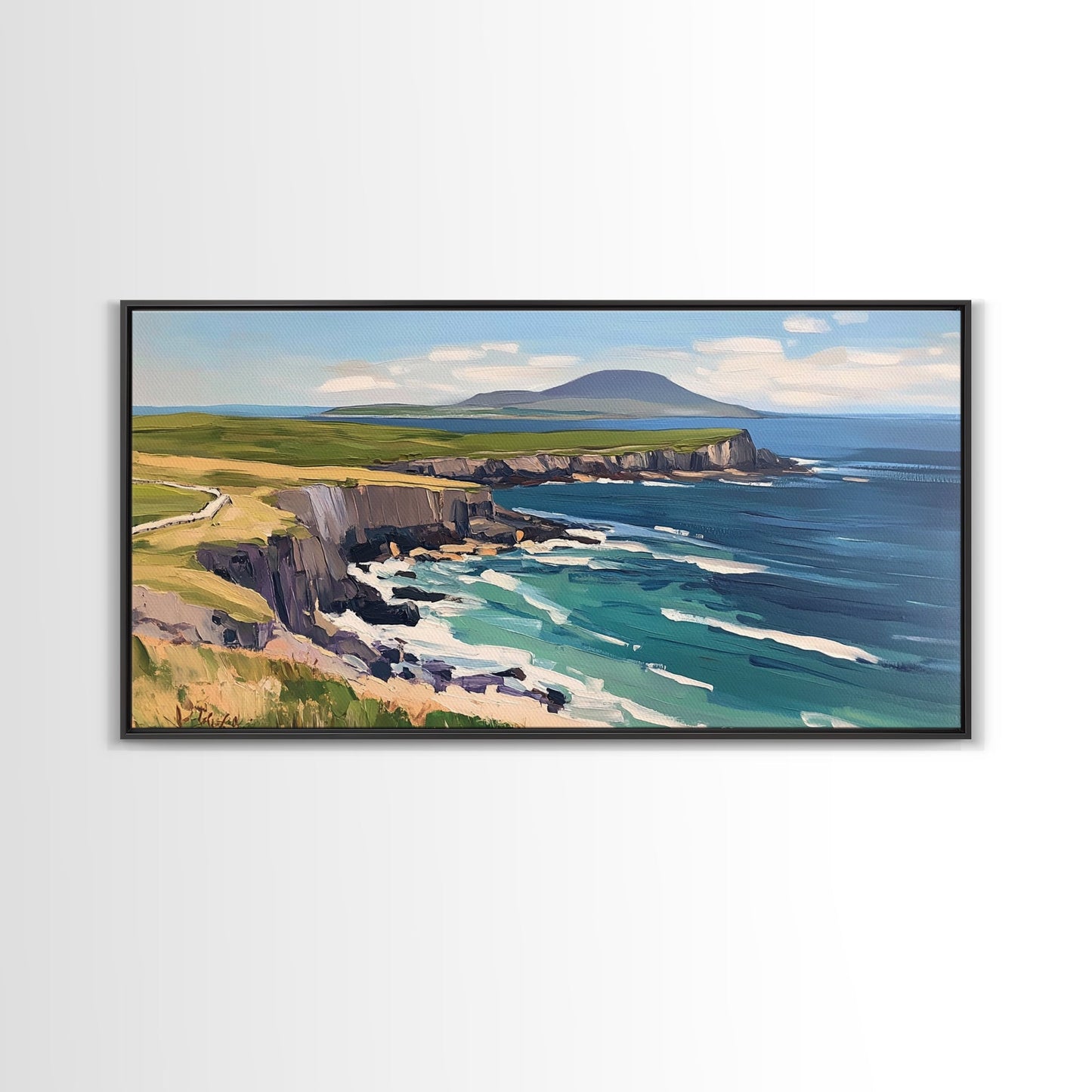 Abstract Ireland Landscape Painting Print | Cliffs of Moher | Ready To Hang | Framed or Unframed Landscape Painting | Original Wall Art