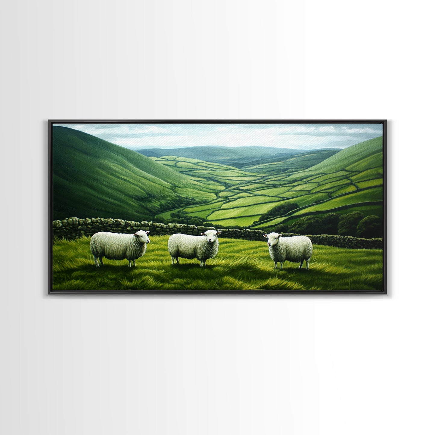 Scottish Highlands Canvas Print | Scottish Farmhouse Wall Art | Painting of Sheep in Scotland | Scotland Landscape Oil Painting