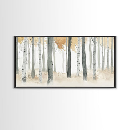 Aspen Trees Oil Painting Print Canvas, Autumn Aspens Print, Muted White Winter Wall Art, Country Farmhouse Wall Decor, Abstract Landscape Art