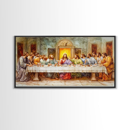 The Last Supper Reimagined - Framed Canvas Print - Christian Wall Art - Christian Decor - Jesus Painting - Jesus Art