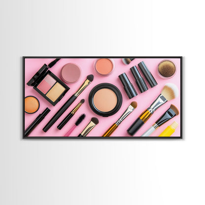 Makeup Spread Wall Art, Make Up Canvas Print, Preppy Dorm Room Wall Art, Girl's Dorm Room Wall Art, Makeup Painting