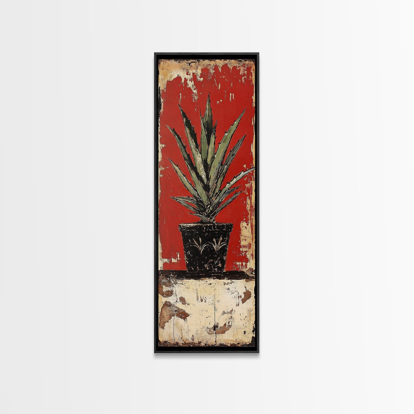 Agave Plant in Red Pot Canvas Print Southwest Wall Art Rustic Decor Botanical Prints Bold Colors Living Room Art