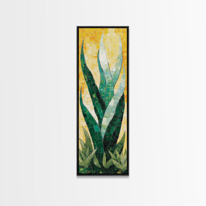 Mosaic Agave Plant Framed Canvas Print Botanical Prints Green Wall Art Rustic Decor Whimsical Art Kitchen Decor