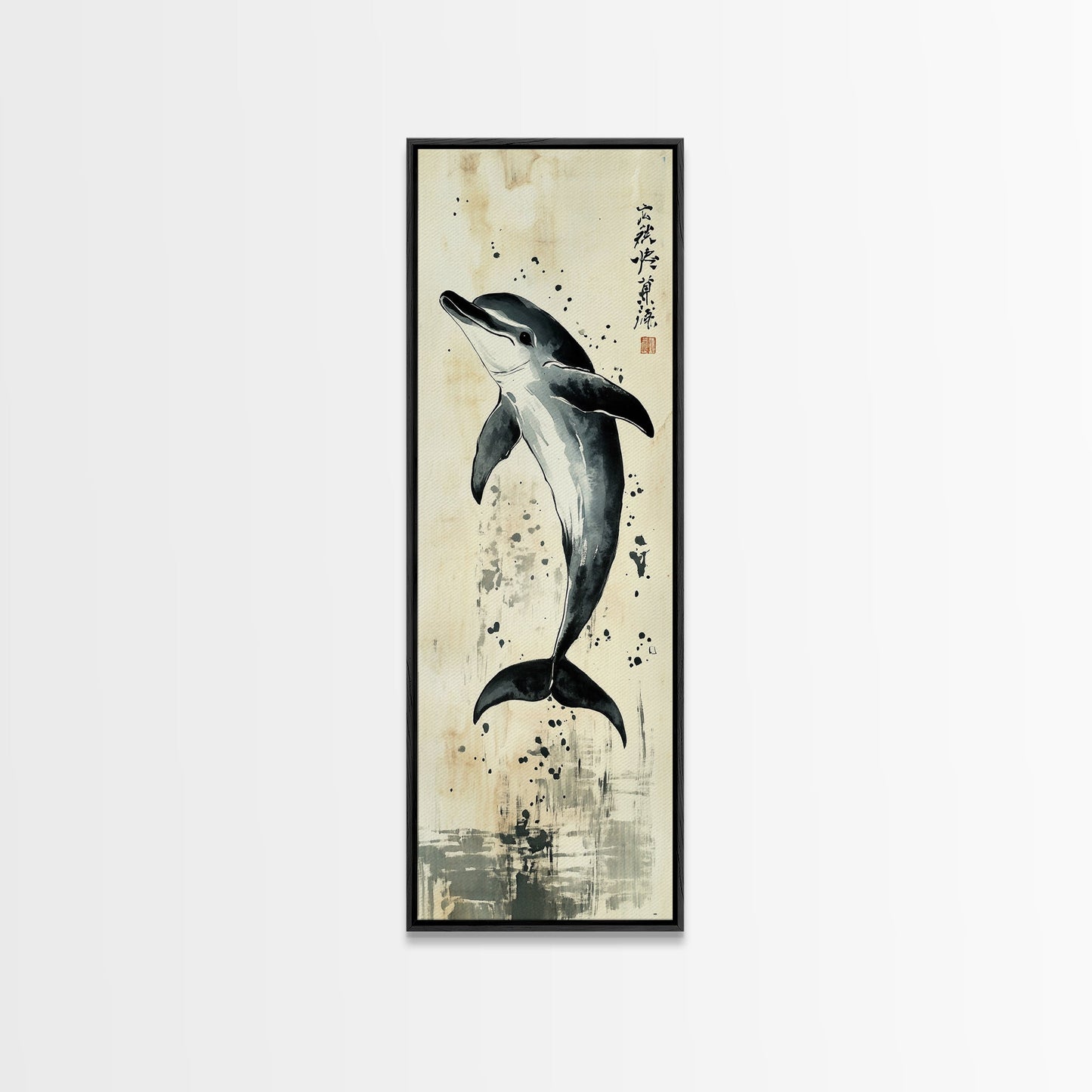 Canvas Print Dolphin Painting Coastal Nautical Wall Art with Splash Effect, Living Room Above Sofa Art, Bedroom Decor, Coastal Art Print