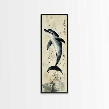 Canvas Print Dolphin Painting Coastal Nautical Wall Art with Splash Effect, Living Room Above Sofa Art, Bedroom Decor, Coastal Art Print