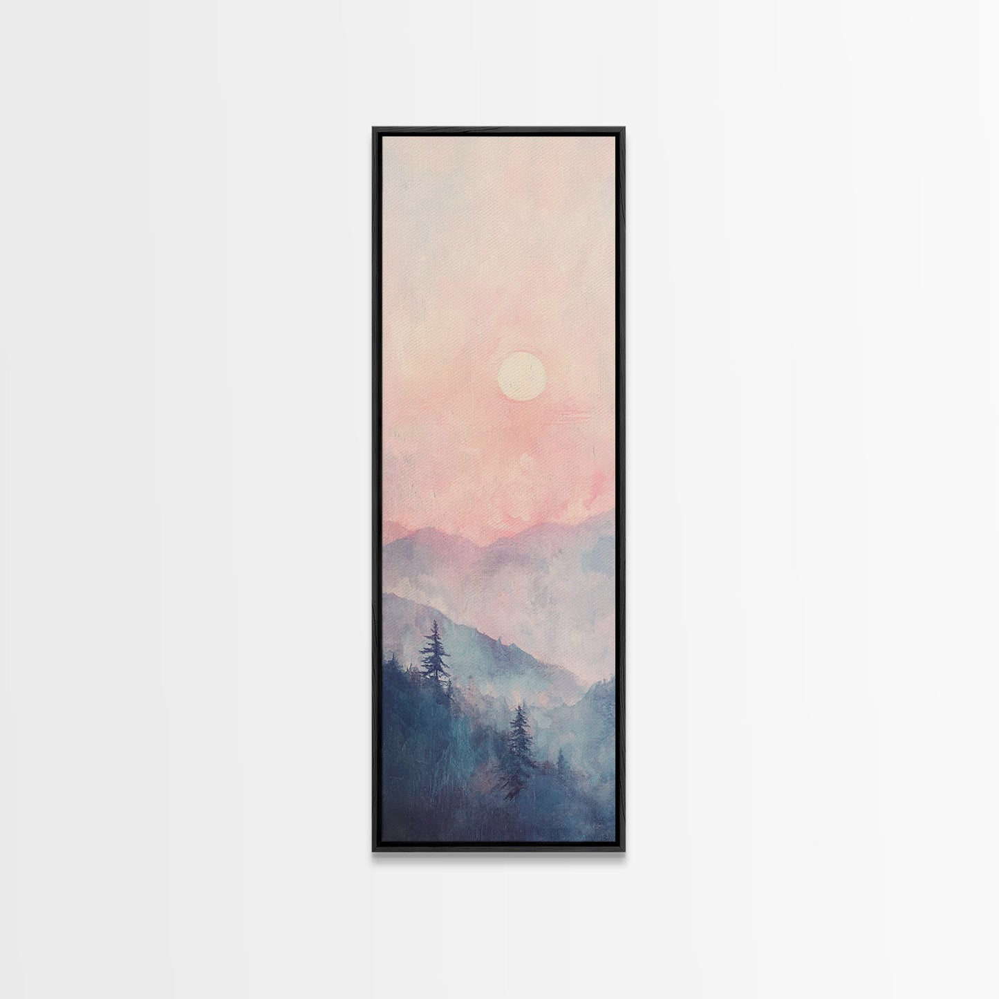 Sunset Over the Blue Ridge Mountains, Framed Canvas Print, Blue Ridge Mountains Painting, Home Decor, Ready To Hang Art, Mountain Painting