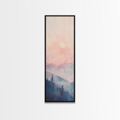 Sunset Over the Blue Ridge Mountains, Framed Canvas Print, Blue Ridge Mountains Painting, Home Decor, Ready To Hang Art, Mountain Painting