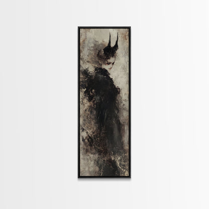 Framed Canvas Print of Dark Angels Wall Art with Gothic Aesthetic, Moody Art, Ozymandias Art, Unique Gift Idea, Long Narrow Wall Art, Tall Skinny Art