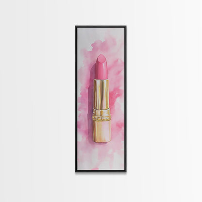 Pink Lipstick Canvas Print Feminine Pink Abstract Art Light Pink Wall Art Whimsical Art Rustic Decor Vertical Gift Idea Above Sofa