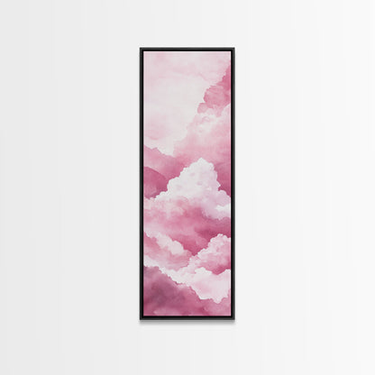 Dreamy Pink Clouds Canvas Print Light Pink Wall Art Vertical Living Room Art Minimalist Decor Bedroom Above Bed Wabi Sabi Art