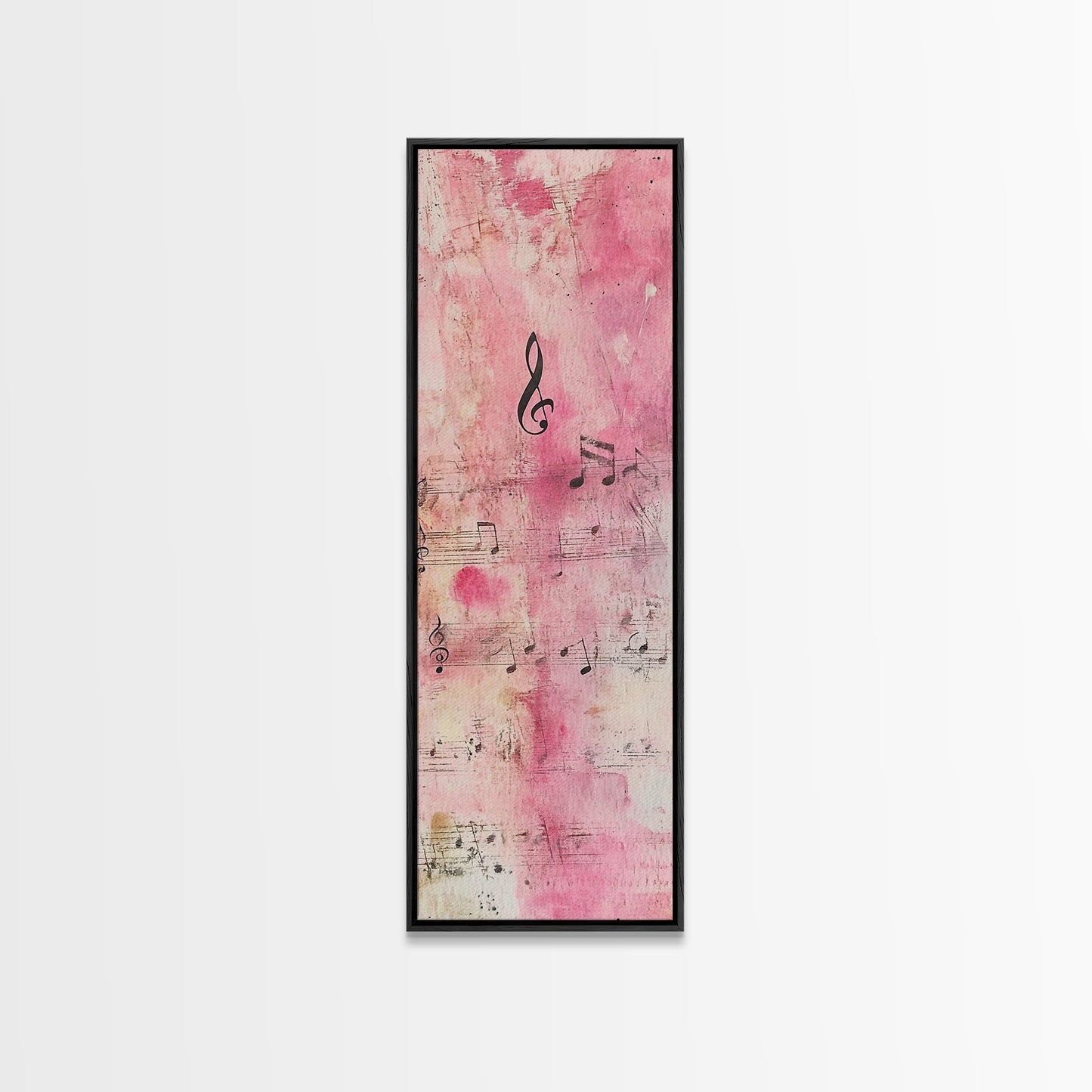 Musical Notes Abstract Canvas Print Pink Abstract Art Whimsical Art Rustic Decor Gift Idea Music Lovers Light Pink Wall Art