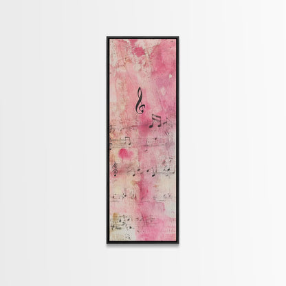 Musical Notes Abstract Canvas Print Pink Abstract Art Whimsical Art Rustic Decor Gift Idea Music Lovers Light Pink Wall Art