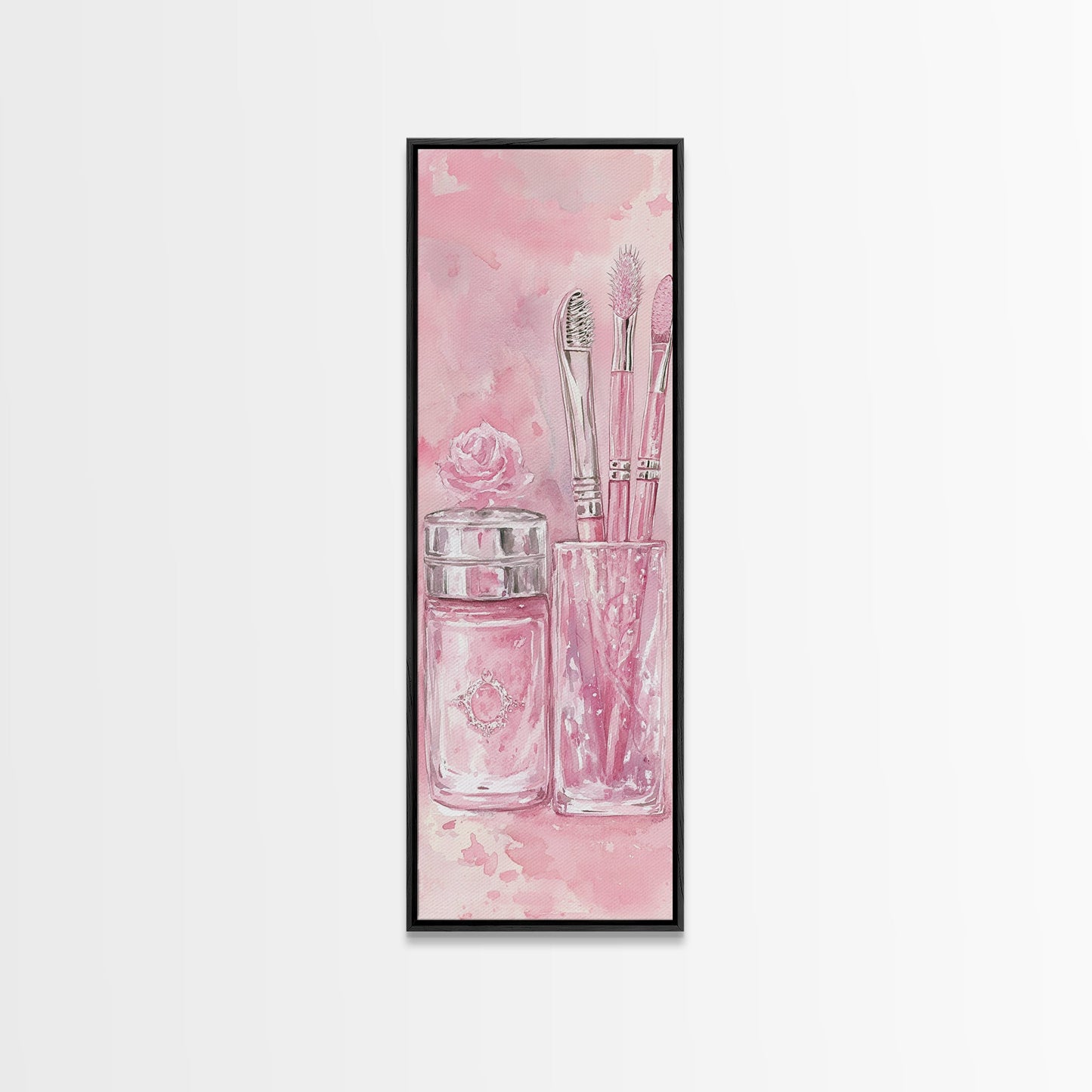 Delicate Makeup Illustration Canvas Print Pink Abstract Art Feminine Wall Decor Light Pink Wall Art Gift Idea Unique Painting