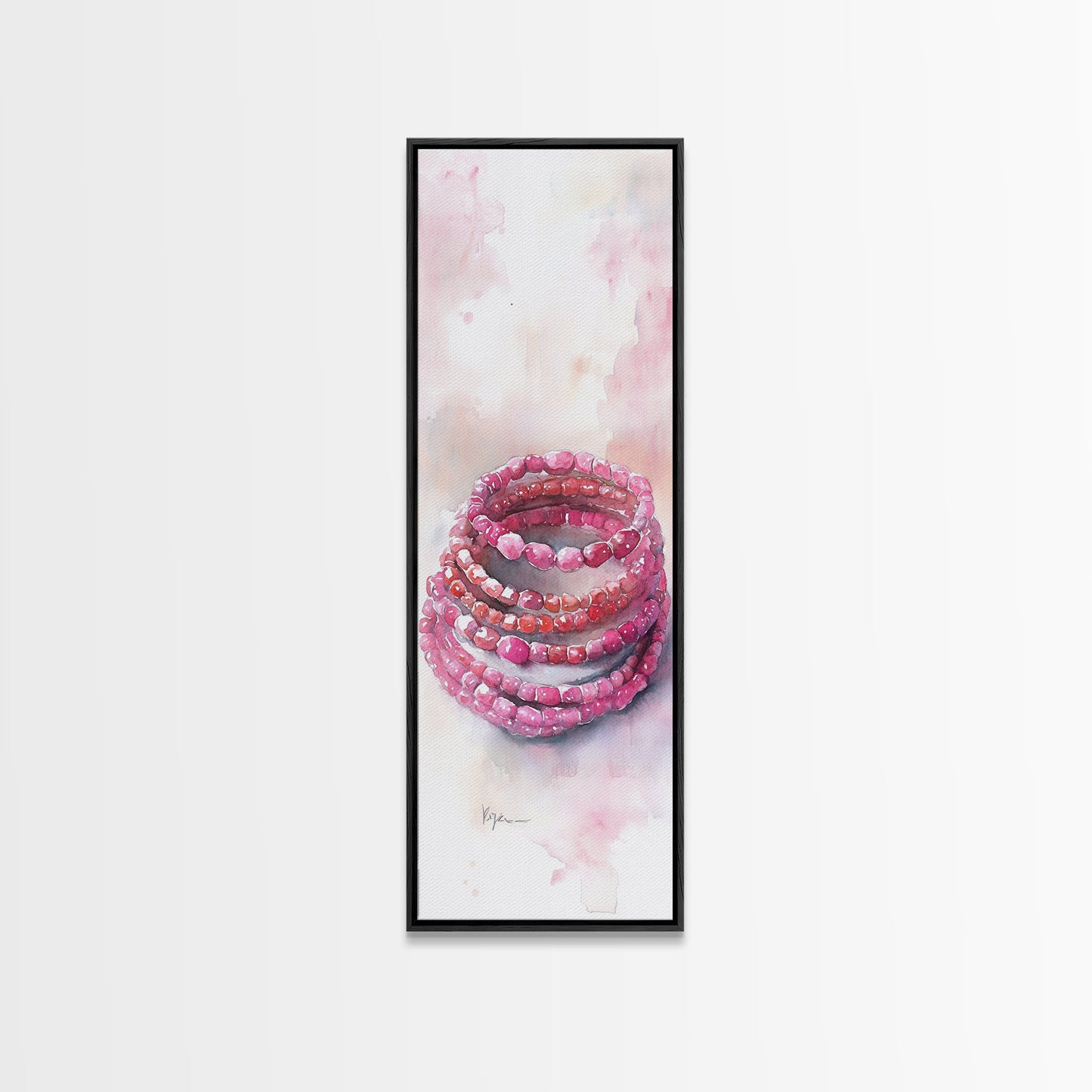 Gemstone Stack Canvas Print Whimsical Watercolor Art Pink Crystal Wall Art Bedroom Decor Gem Lover Unique Living Room Art