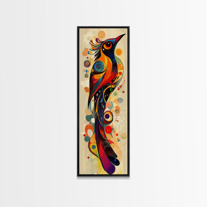 Bold Bird Design Framed Canvas Print Vibrant Peacock Wall Art Modern Whimsical Art Living Room Accent Bird Lover Gift Idea