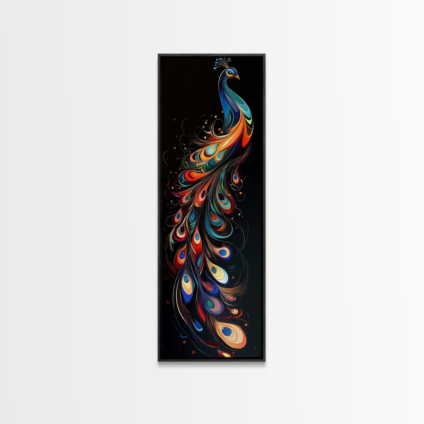 Whimsical Peacock Wall Art Canvas Print with Bold Modern Design and Boho Decor, Perfect Accent for Bedroom or Living Room Art