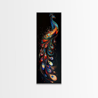 Whimsical Peacock Wall Art Canvas Print with Bold Modern Design and Boho Decor, Perfect Accent for Bedroom or Living Room Art