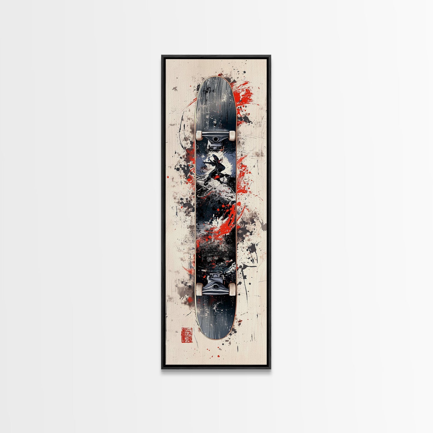 Graffiti Style Skateboard Canvas Print, Abstract Red and Black Wall Art, Urban Skateboard Art, Gift Idea for Living Room or Bedroom