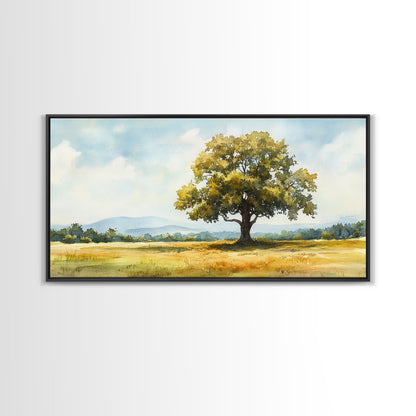 Oak Tree Art Landscape Painting Framed Canvas Print Rustic Decor Living Room Art Original Artwork Above Couch Wall Art Nature Scene