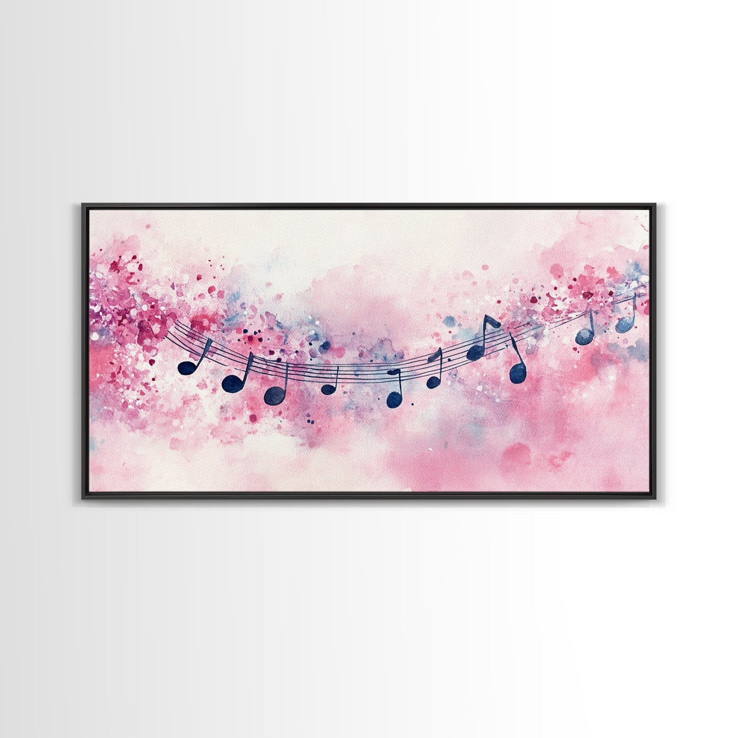 Music Notes Canvas Print Pink Abstract Art Musical Gift Idea Therapy Room Decor Boho Minimalist Wall Art Living Room Accent