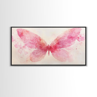 Pink Butterfly Canvas Print Whimsical Art Light Pink Wall Art Angel Art Prints Above Bed Wall Art Bedroom Decor Gift Idea