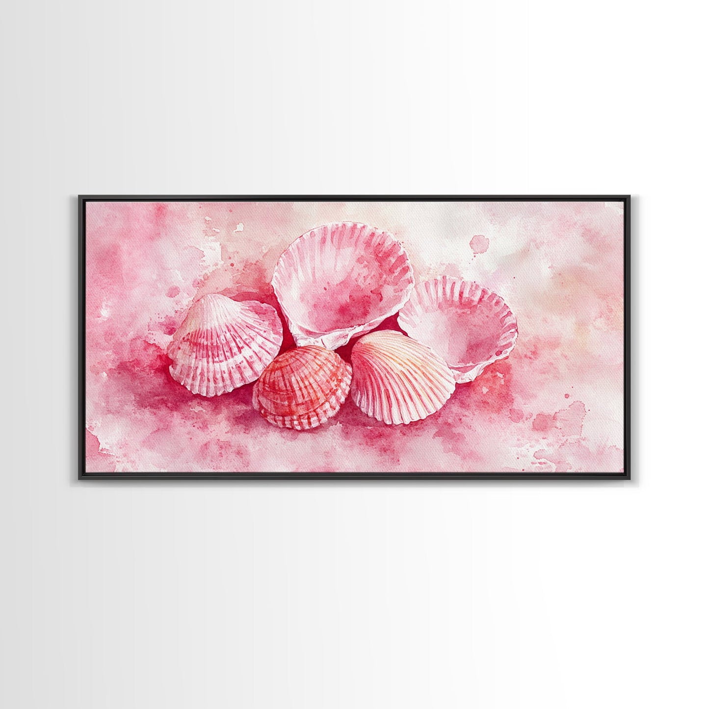 Coastal Shell Canvas Print | Pink Coastal Cowgirl Wall Art | Nautical Inspired Decor | Beach Themed Framed Artwork | Living Room Art