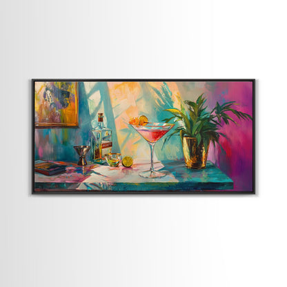 Martini Cocktail Canvas Print Colorful Bar Wall Art Vibrant Foodie Home Decor Gift Idea Kitchen Modern Party Drink Art Living Room
