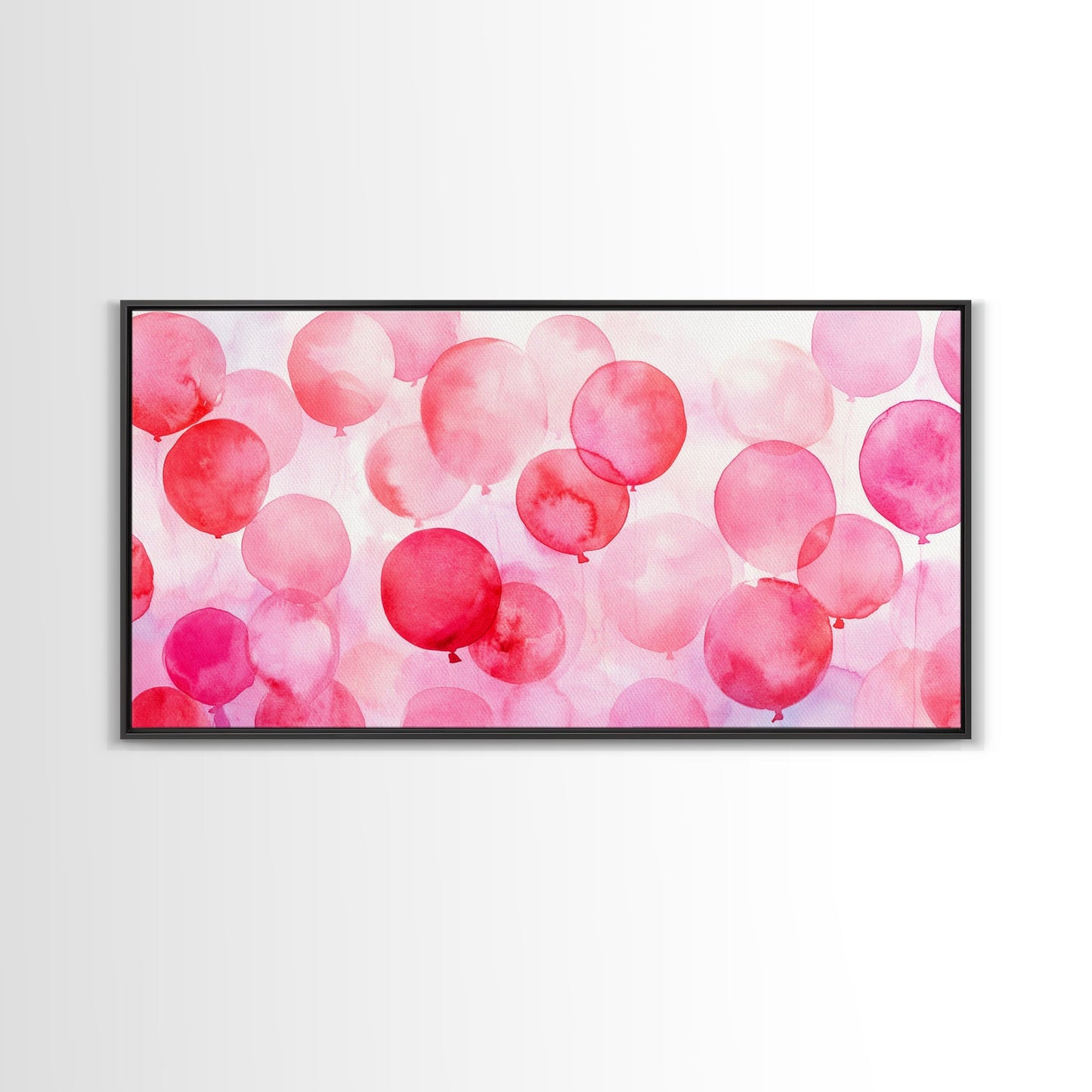 Pink Balloon Canvas Print - Light Pink Wall Art Boho Birthday Celebration Art Minimalist Decor Living Room Horizontal Art