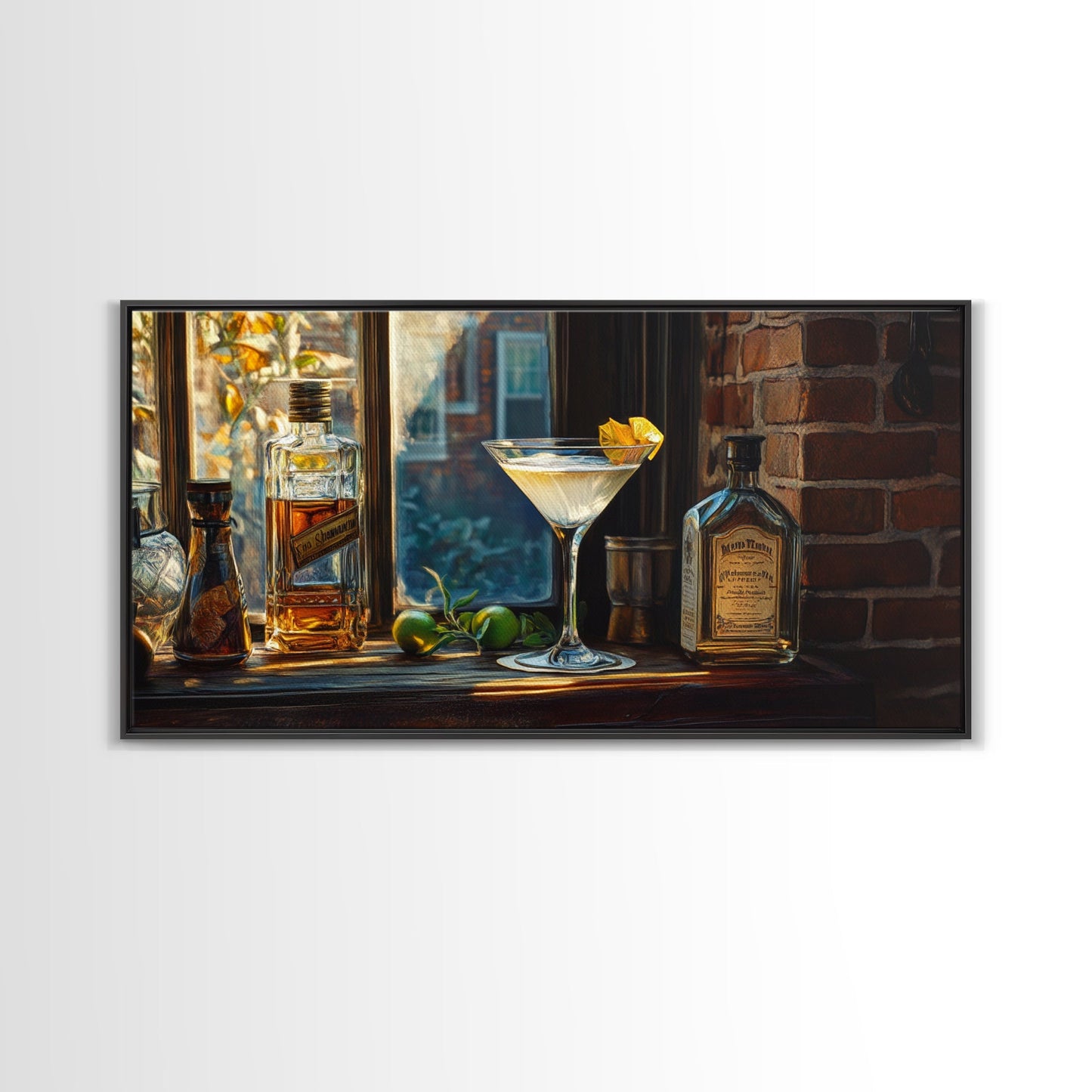Rustic Martini Art Framed Canvas Print - Cozy Espresso Martini Wall Art - Fall Home Bar Decor - Kitchen Food Review Kitchen Art