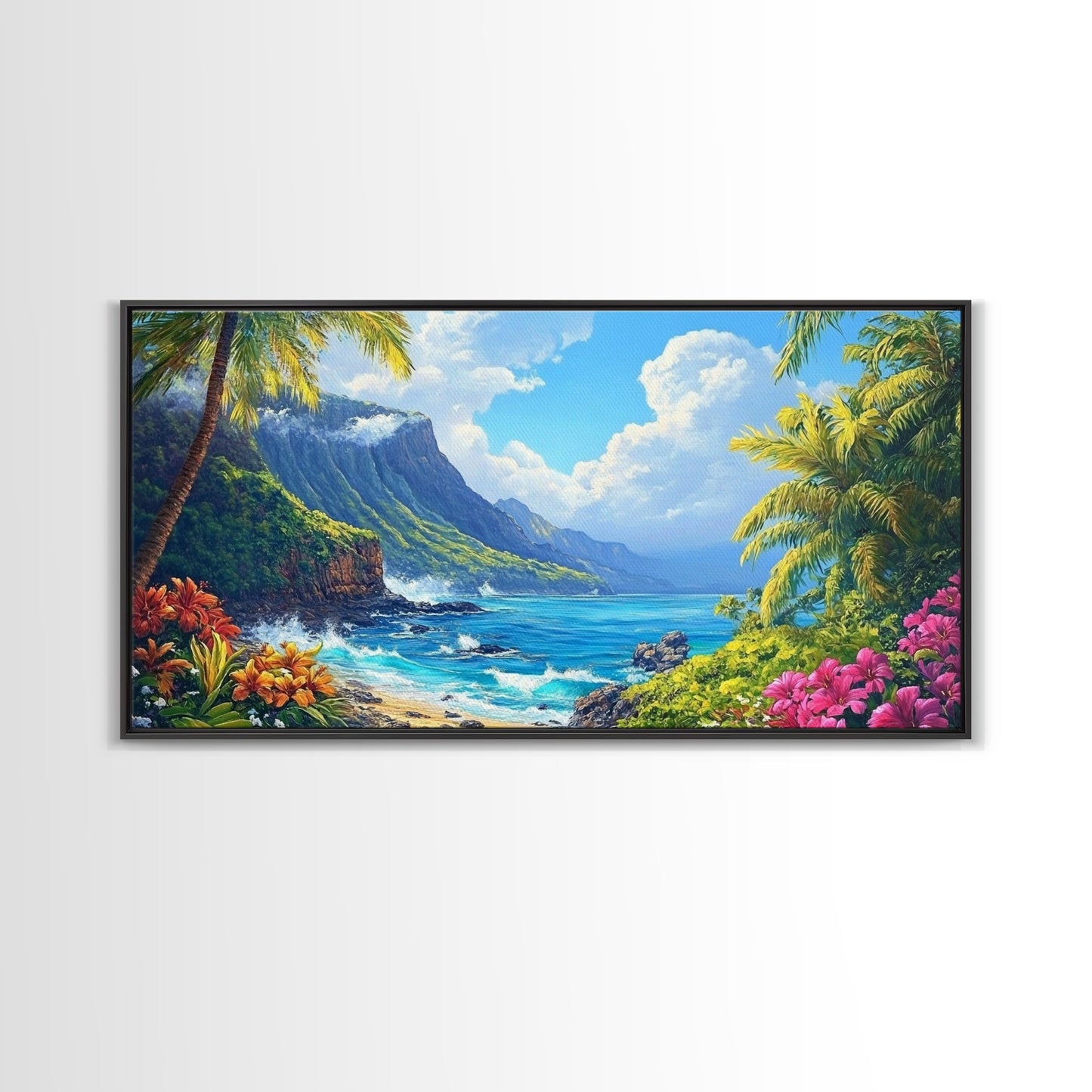 Tropical Beachscape Canvas Print Coastal Landscape Art Hawaii Decor Living Room Art Above Couch Art Nautical Wall Art Gift Idea