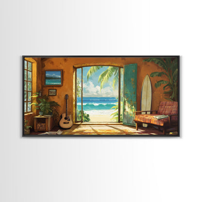 Ocean Retreat Leinwanddruck Küstendeko Rustikale maritime Wandkunst für über dem Sofa Tropische Strandzimmerkunst Bauernhauskunst Geschenkidee