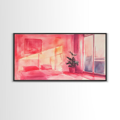 Sunny Bedroom Canvas Print Light Pink Wall Art Minimalist Decor Cherry Wall Art Therapy Art Rustic Bedroom Art Boho Art Gift Idea