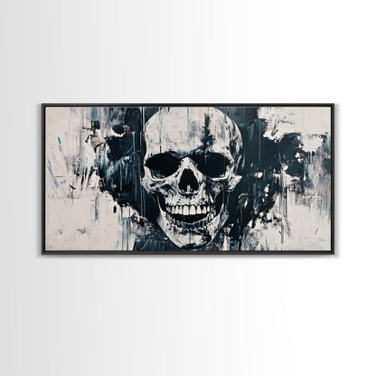 Gothic Skull Art Canvas Print, Dark Moody Abstract Wall Decor, Halloween Living Room Art, Unique Therapy Art Gift, Dark Angels Print