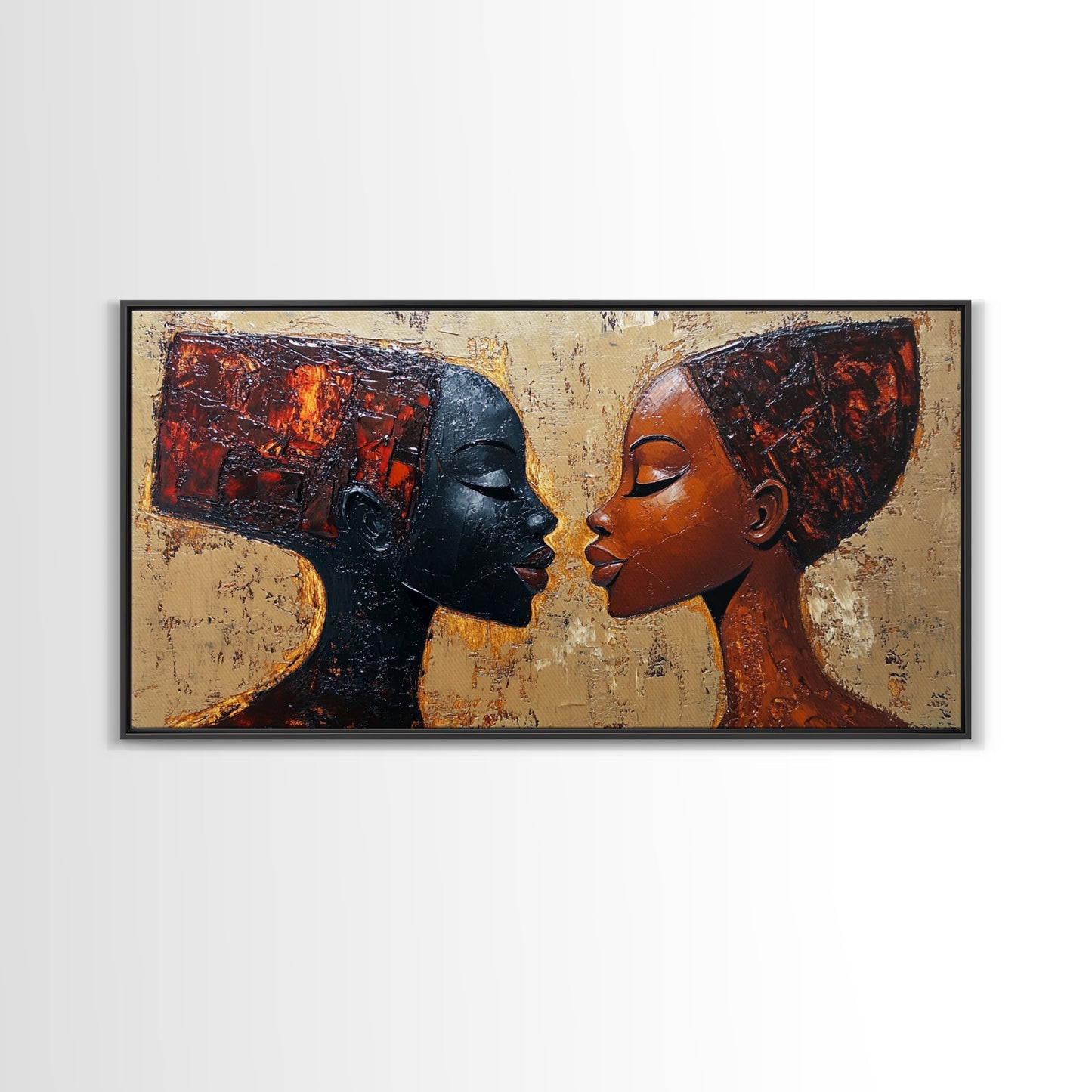 Bold African Women Framed Canvas Print, Afrocentric Art Wall Decor, Moody Bedroom Art, Unique Living Room Art Gift Idea
