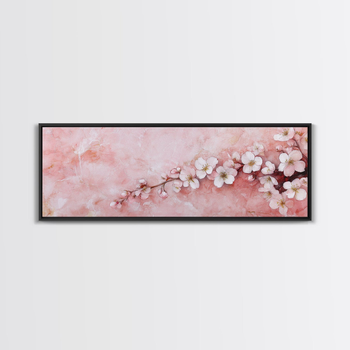 Cherry Blossom Branch Canvas Print, Light Pink Wall Art, Botanical Art, Bedroom Decor, Spring Floral Art, Rustic Wall Art