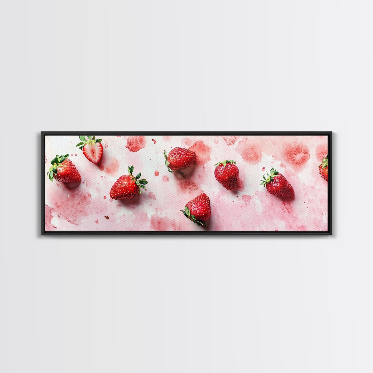 Strawberry Fruit Kitchen Art Framed Canvas Print Rustic Decor Horizontal Wall Art Living Room Art Whimsical Botanical Prints