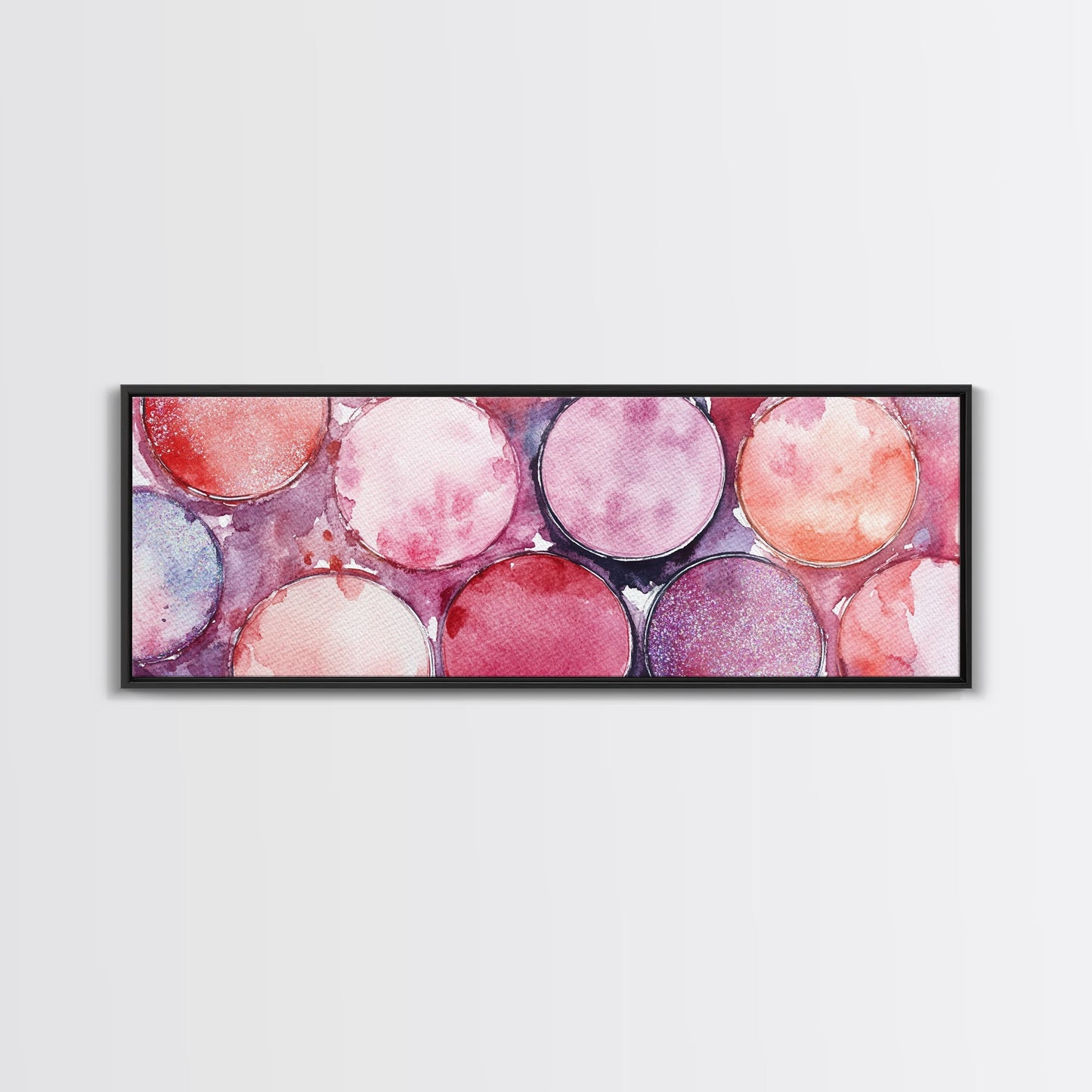 Glitter Eyeshadow Art Canvas Print Makeup Lover Decor Light Pink Abstract Wall Art Bedroom Aesthetic Makeup Room Glamorous Artwork
