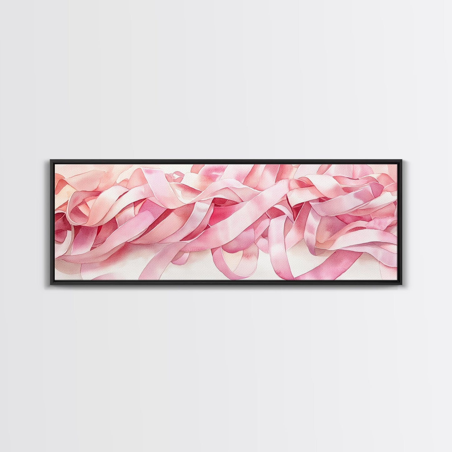 Abstract Ribbon Canvas Print Feminine Pink Abstract Artwork Horizontal Wabi Sabi Decor Minimalist Wall Art Above Sofa Framed Art