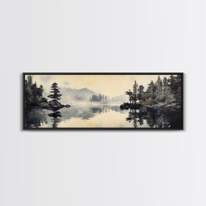 Tranquil Woodland Reflection Canvas Print, Lake Tahoe Art, Smoky Mountain Art, Coastal Landscape Art, Bedroom Art, Rustic Decor