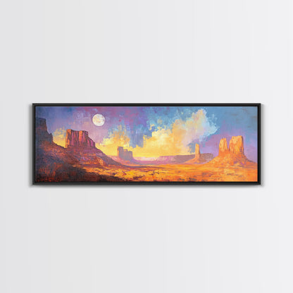 Desert Moonlight Glow Canvas Print, Moody Art, Above Couch Wall Art, Southwest Painting, Bedroom Art, Rustic Wall Decor, Gift Idea