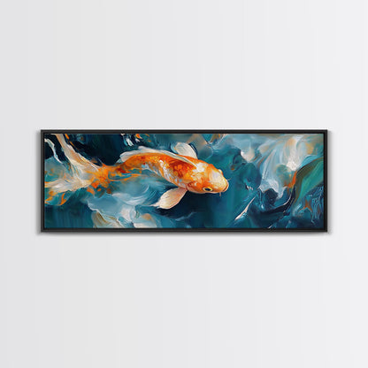 Vibrant Koi Fish Canvas Print, Whimsical Art, Coastal Wall Art, Bedroom Art, Gift Idea, Teal Wall Art, Above Sofa Decor, Nautical Painting